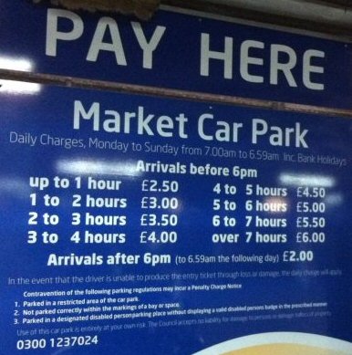 Chestertourist.com - Market Car Park Prices